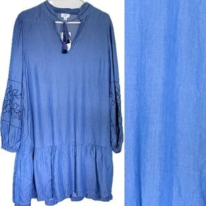 NWT Crown & Ivy Chambray Tiered Boho Dress
